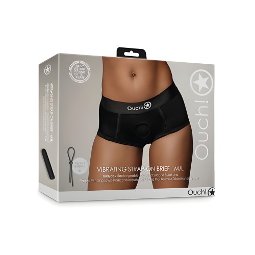 Tanga Strap-on Vibrante Shots Ouch - Negro, M/L