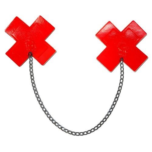 Pastease Faux Latex Red Plus X with Silver Chain