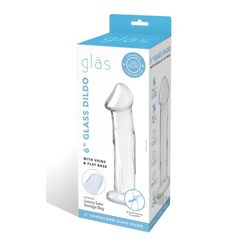 Dildo Glas 6" con Venas y Base Plana