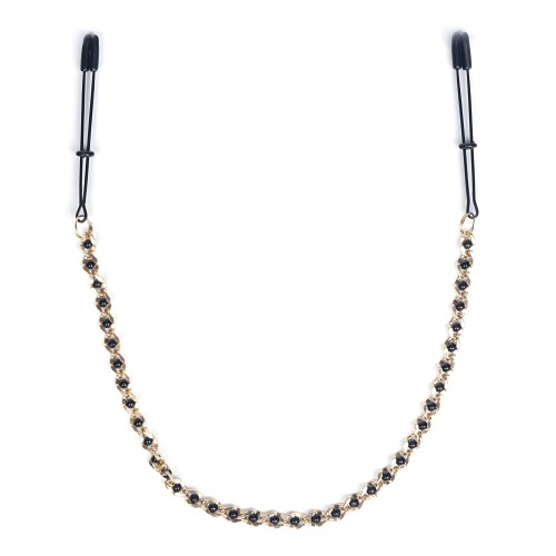 Black Tweezer Nipple Clamps with Beaded Chain