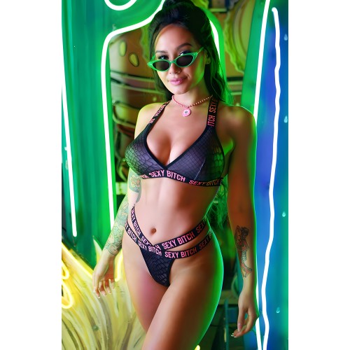 Sexy Bitch Bralette & Strappy Panty Set