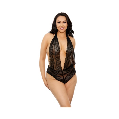 Teddy de Encaje Talla Grande Negro