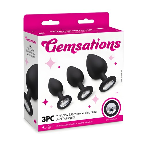 Gemsations 3Pc Silicone Bling Bling Anal Training Kit - Black