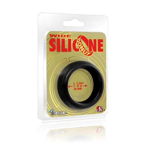 Wide Silicone Donut Black 1.5" - Comfort Fit Cock Ring
