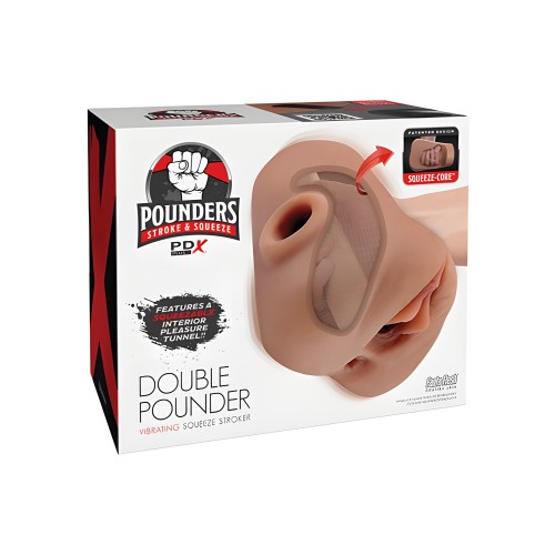PDX Plus Double Pounder Vibrating Stroker - Brown