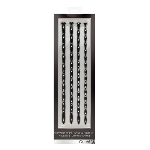 Set de Plug de Sondeo Uretral de Silicona en Espiral Ouch Avanzado - Negro