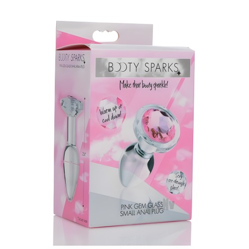 Plug Anal de Vidrio con Gemas Rosadas - Pequeño