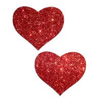 Heart Red Glitter Pasties O/S