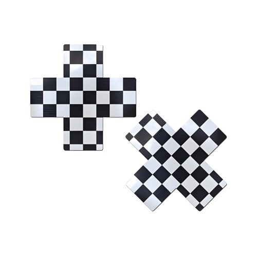 Pastease Checker Cross X Black White Pasties O/S