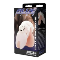 Blue Line Silicone Chastity Cage - White