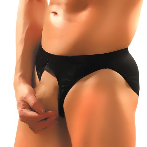 Male Power Nylon Lycra Pouchless Briefs Black OS