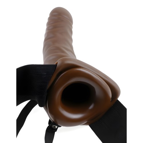 Fetish Fantasy 8in Vibrating Hollow Strap-on - Brown