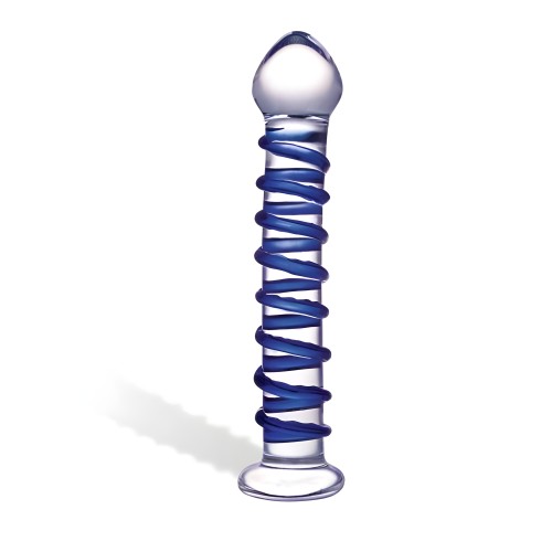 Dildo de Vidrio Espiral Azul - 7.5 Pulgadas
