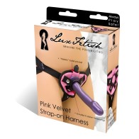 Lux Fetish Velvet Strap On Harness Pink