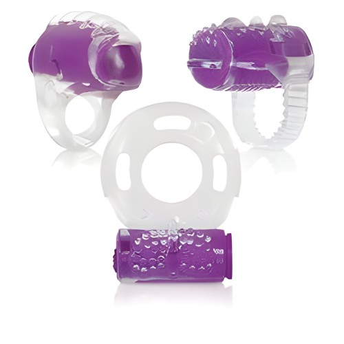Ring True Unique Pleasure Rings Kit - Clear Purple 3 Pack