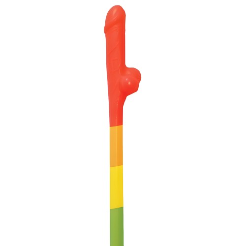Rainbow Pecker Straws 10pk - Fun Party Accessory