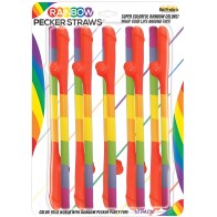 Rainbow Pecker Straws 10pk - Fun Party Accessory