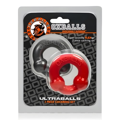 Pack de 2 Cockrings Oxballs, Acero y Rojo