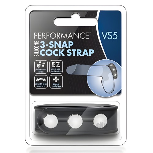 Performance - Vs5 - Silicone 3-snap Cock Strap - Black