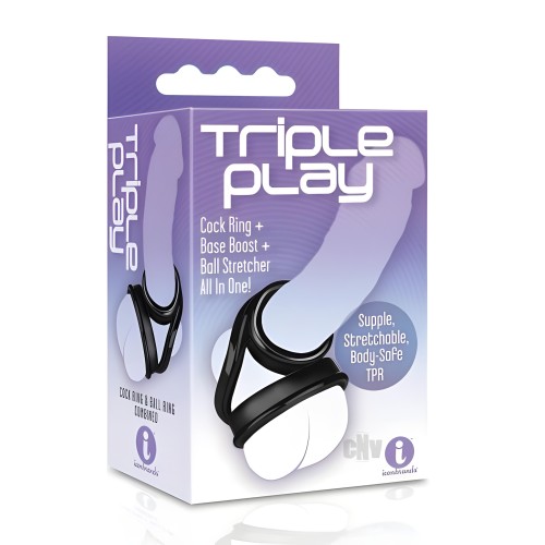 Triple Play Cock Ring, Base Boost, Stretching Balls Negros
