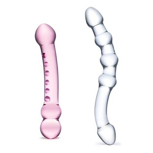 Juego de Dildos de Vidrio Doble Placer - 2pc