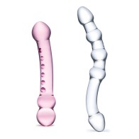 Juego de Dildos de Vidrio Doble Placer - 2pc