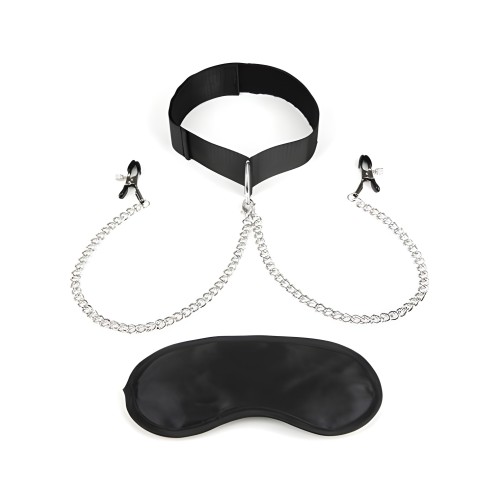 Lux Fetish Collar and Nipple Clips - Heighten Your Pleasure
