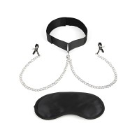 Lux Fetish Collar and Nipple Clips - Heighten Your Pleasure