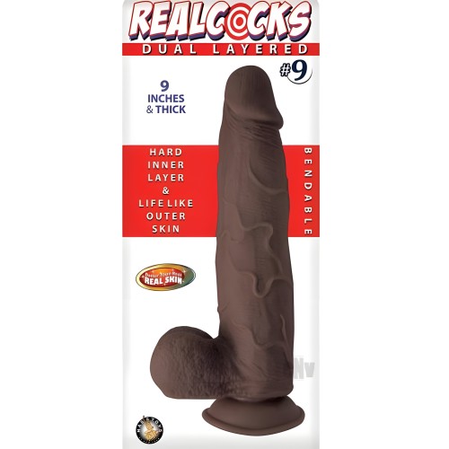 Dildo Doble Capa Realcocks - Marrón Oscuro