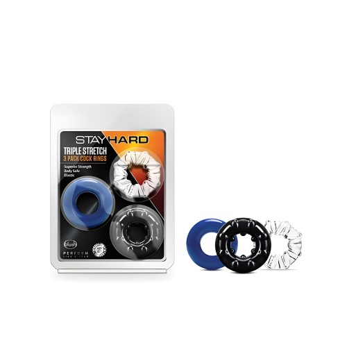 Anillos Cock Stay Hard Triple Stretch - Paquete de 3