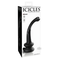 Icicles No. 87 - Varita de Vidrio con Ventosa para Punto G - Negro