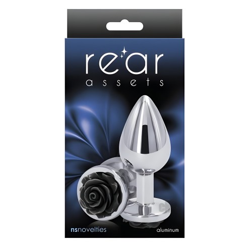 Rear Assets Rose Anal Plug | Medium | Black