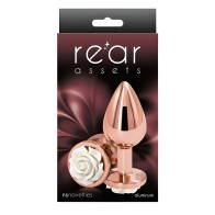 Rear Assets Rose Anal Plug - Medium - White