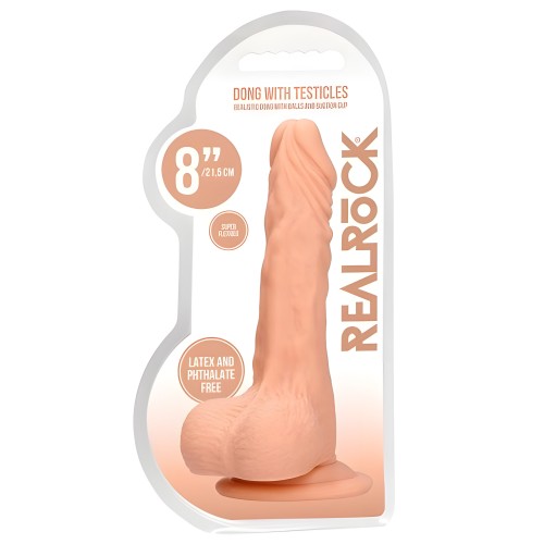 Dildo Realista Real Rock con Testículos - 8" - 20 Cm - Vainilla