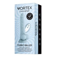 Femmefunn Vortex Turbo Baller 2.0 Rotating And Vibrating Dildo Light Blue