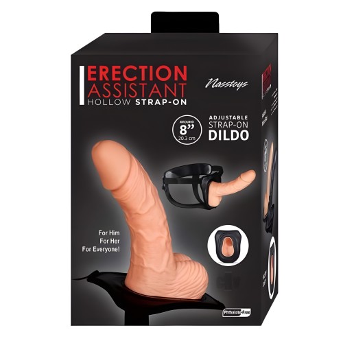Erection Assistant Hollow Strap-on 8 In. White - Enhance Performance