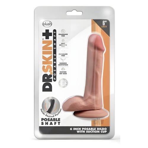 Dr. Skin Plus Posable Dildo With Balls 6 In. Mocha