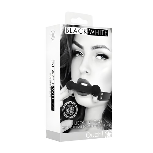 Ouch! Black & White Silicone Bit Gag - Adjustable Straps