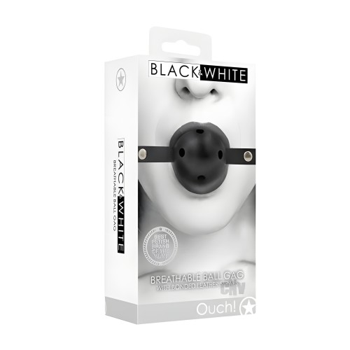 Ouch! Breathable Ball Gag - Black & White