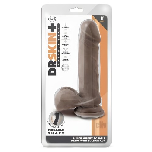 Dr. Skin Plus Thick Posable Dildo 9 In. Chocolate