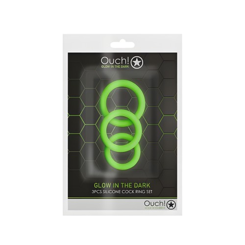 Ouch Cock Ring Set 3pc Gitd