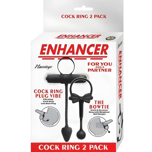 Anillo para el Pene Enhancer 2pk Negro - Silicona