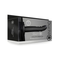 Ouch! Strap-on Hueco Curvado Texturizado 8 Pulgadas Negro