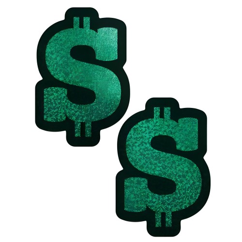 Pasties de Pecho en Forma de Dólar Verde con Brillo