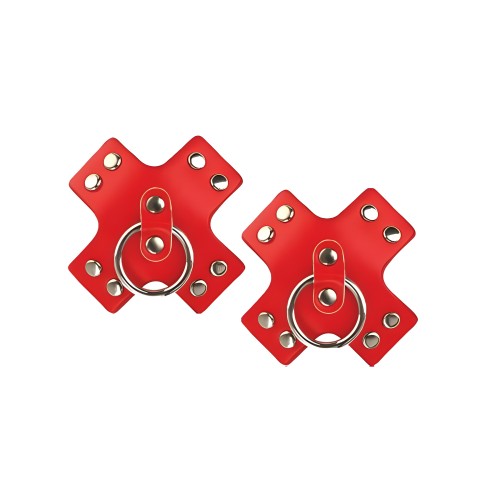 Nipplicious Seducer Leather Pasties with Ring Red