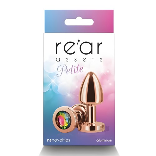 Rear Assets Petite Metal Anal Plug Rose Gold/rainbow