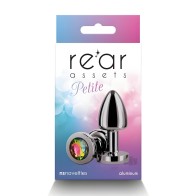 Rear Assets Petite Metal Anal Plug - Gunmetal/Rainbow