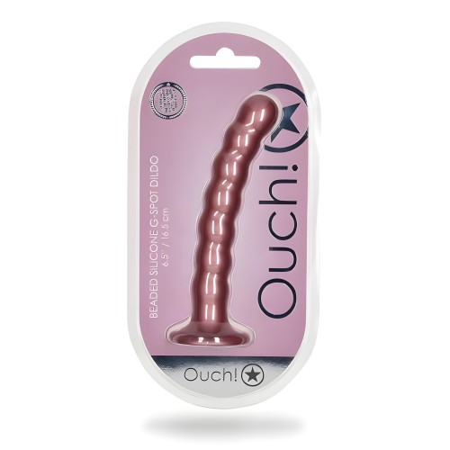 Dildo G-spot de Silicona Beaded 6.5 In. Ouch! Rosa Dorado