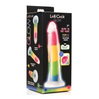 Dildo de Silicona Lollicock 7 Pulgadas Arcoíris que Brilla en la Oscuridad