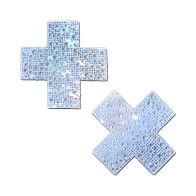 Pastease Crystal Cross Pasties - Silver